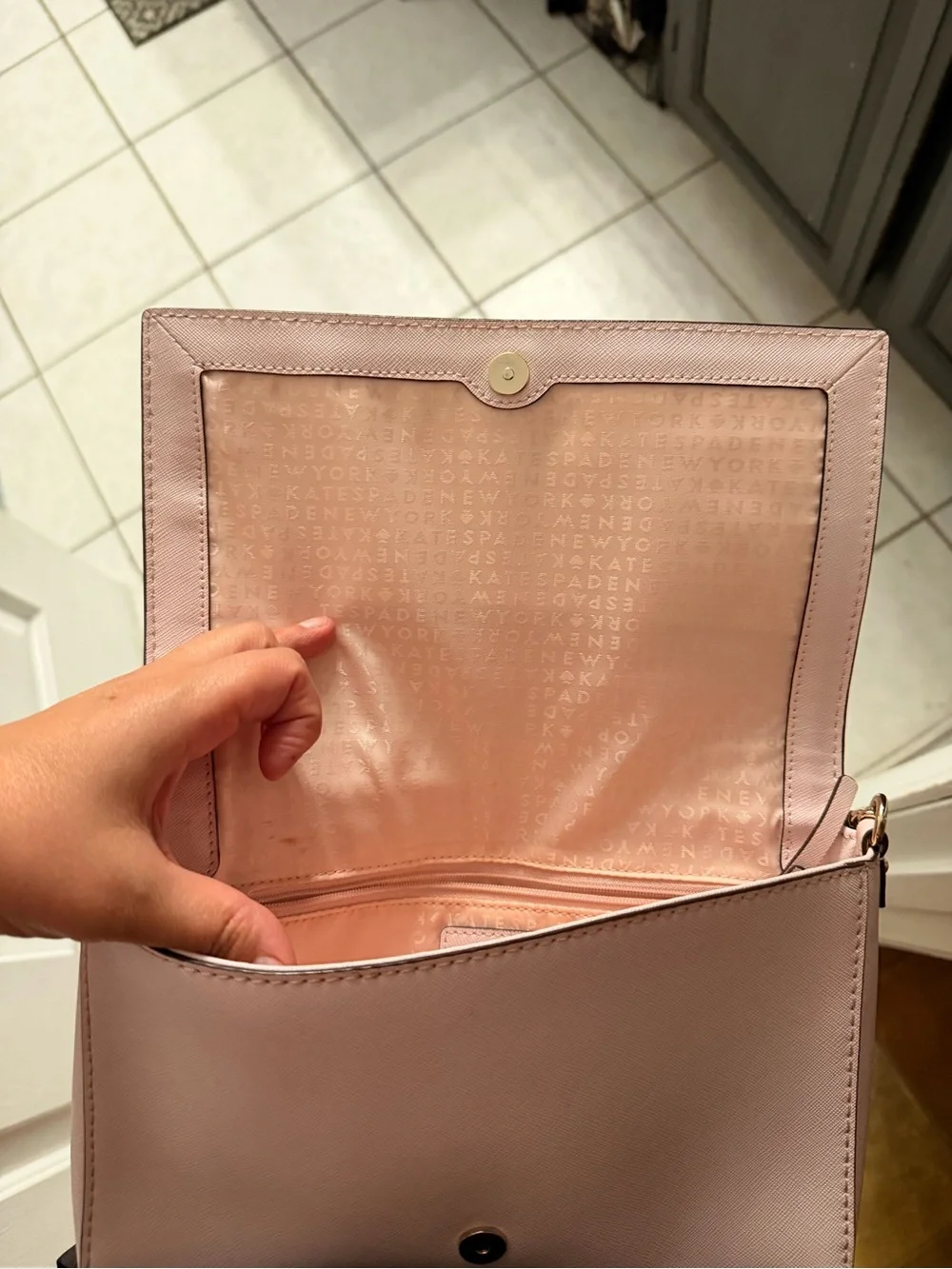 kate spade Pale Pink Leather Crossbody Flap Bag